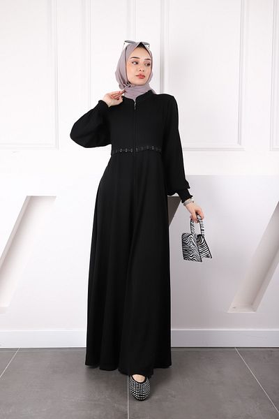 İmajButik Μαύρο μανίκι Gimped Κεντημένο Ferace