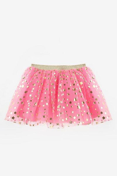Le Mabelle Pink Star Printed Girl's Tulle Skirt - Pauline