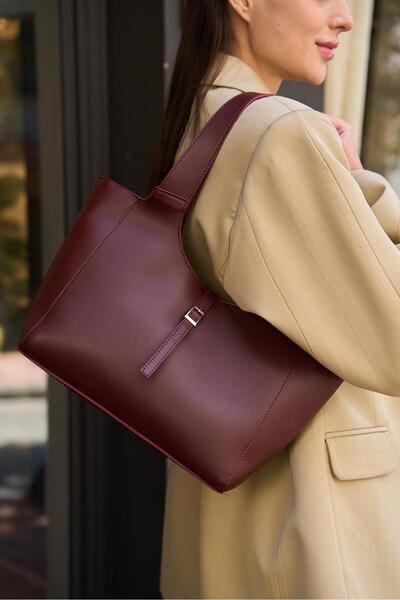 Madamra Bordó női vékony övcsat részletes kézi és válltáska