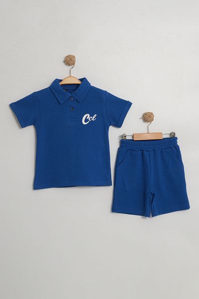 c.c.l. coccolin kids baby clup Boy's Waffle Fabric Polo Collar Shorts Set with Double Bottom Top