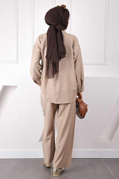 İmajButik Mink Waist Elastic Shirt Pants Suit