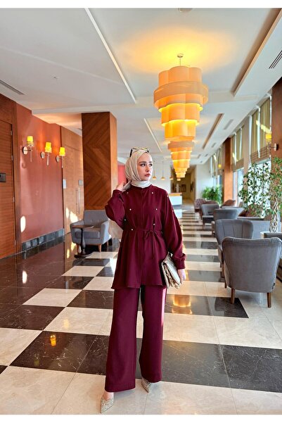 JaMolls Rhinestone Binding Detail Glitter Hijab Long Tunic Shirt, Palazzo Pants Casual Stylish Two-Piece Suit