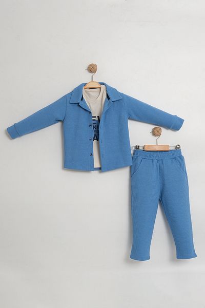 c.c.l. coccolin kids baby clup Boy's Waffle Fabric Shirt Combed Cotton 3-Piece Triple Suit