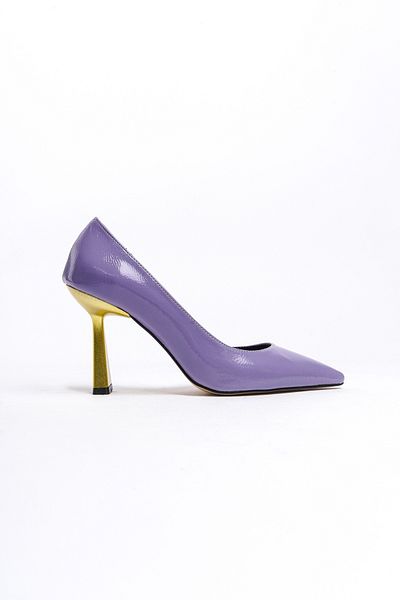 DURUNUN BUTİĞİ Carlet Lilac Ζαρωμένο λουστρίνι (8cm Τακούνι) Ύψος Καθημερινής Χρήσης Στιλέτο