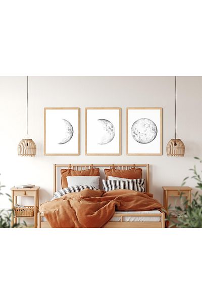woodhomeworks Дървена рамка за абстрактна картина от 3 части за дома, хола, спалнята, балкона, декорацията Qmrc45