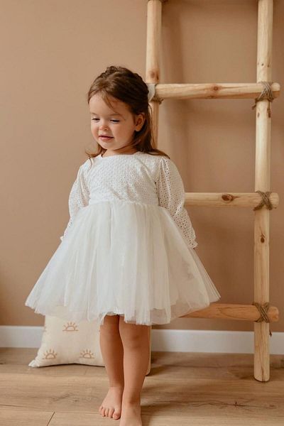Le Mabelle Girls' Dress with White Scallop Blouse and Tulle Skirt - Melissa