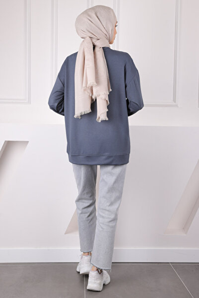 İmajButik Modal Sweat with Smoked Tulle Flower Garnish