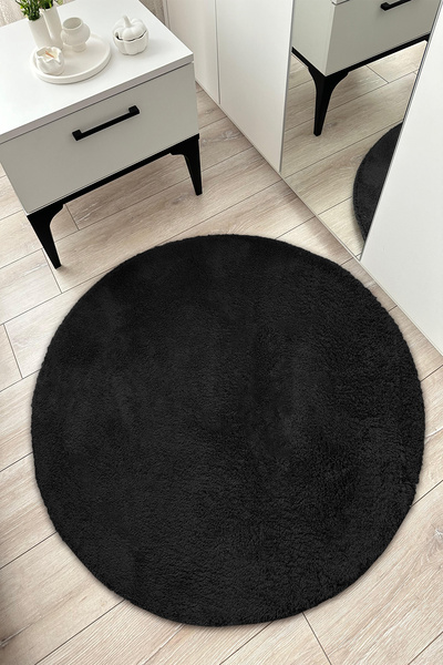 KEVLİNE Kevline Home Kaymaz Taban Dekoratif Modern Oval Yuvarlak Peluş Halı Y...