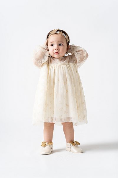 Banamio Amore Crispy Flower Patterned Lined Tulle Dress