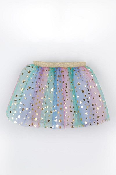 Le Mabelle Multicolored Star Printed Girl's Tulle Skirt - Pauline