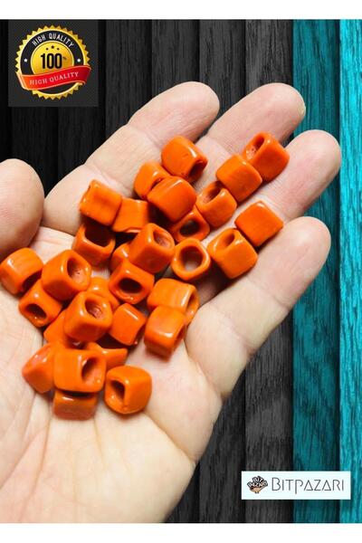 izmir Bitpazarı 6 Adet El yapımı Kare Cam Boncuk - Kolye ucu , Halhal ucu  - ...