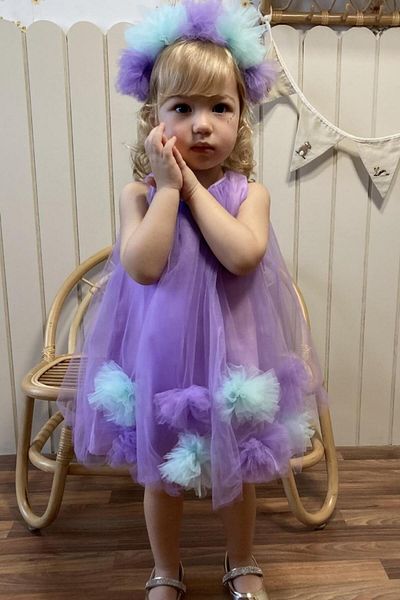 Le Mabelle Λιλά Φούστα Pompom Λεπτομερές Κοριτσίστικο Φόρεμα - Alexa
