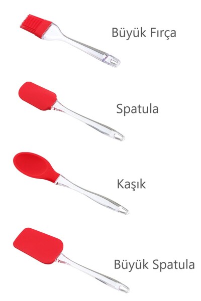 silcap silicone Silikon Spatula Seti, Mutfak, Pasta Spatula, Fırça, Kaşık,büy...