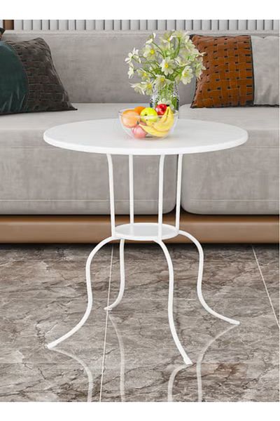 co arma Two-tier side table made of metal in white color
