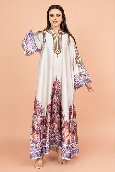 IKKXA Gleaming Crystal and Print Jalabiya