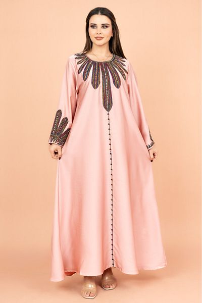 IKKXA Solid Embroidered Jalabiya