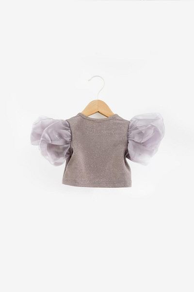 Le Mabelle Crop pentru fete - culoare argintie, tul și sclipici