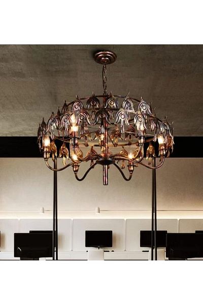 A F N LIGHTING Nordic Wrought Iron Glass Chandelier for Living Room, Restaurant, Cafe, Bar, Retro Pendant Light