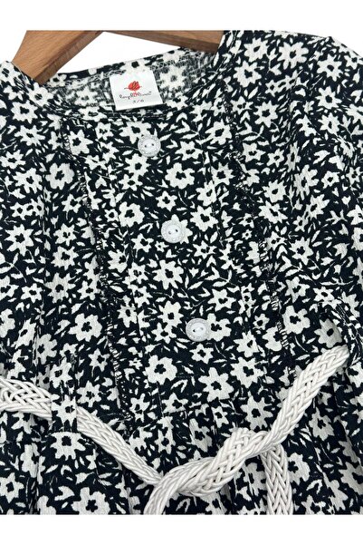 Ege Bebek KIZ ÇOCUK BÜRÜMCÜK ÇİÇEK BASKILI 5-6-7-8-9-10-11-12 YAŞ UZUN KOLLU İNCE MEVSİMLİK ELBİSE