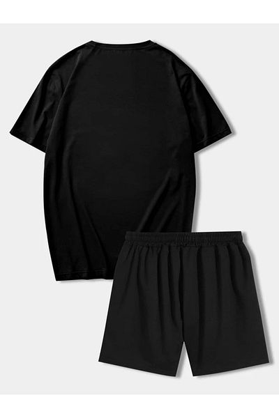 LUNAVISTA Unisex 2 Piece Tracksuit Set Consists of Smile Printed Round Neck T-Shirt and Shorts