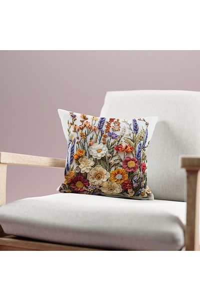Filamente Model de flori de primăvară pe două fețe - Husă de pernă cu imprimare digitală cu aspect de broderie