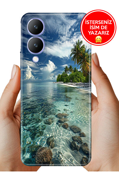 Cekuonline Vivo Y17s Kılıf Desenli Baskılı Kamera Korumalı Silikon Maldivler50