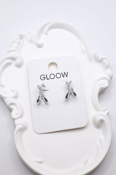 DEMOKAN Women's Earrings Slope Zircon Stone Cross Model 2cm Earrings