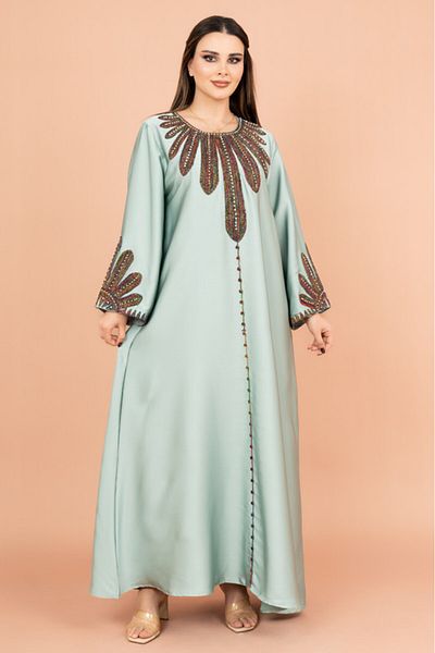 IKKXA Solid Embroidered Jalabiya