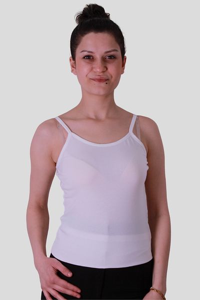 trender Tricou fără mâneci pentru damă crem cu bretele 584-04