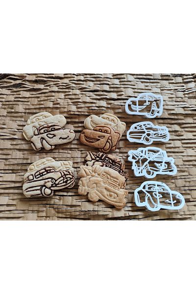 TOKO Cars Cookie Mold Set (4 Pieces) (Lightning Mcqueen, Sally, Doc Hudson, Mater)