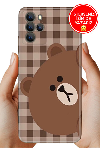 omix X700 Omix Kılıf Desenli Baskılı Kamera Korumalı Silikon Ekose Bear