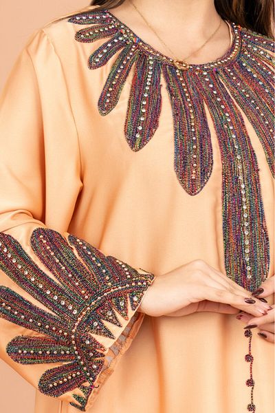 IKKXA Solid Embroidered Jalabiya