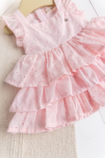 Babymod Pink Three Layer 100% Cotton Baby Girl Dress Birthday Custom