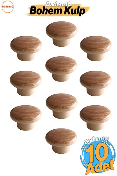 Badem10 Buton din plastic boem 10 buc. Mobilier din nuc deschis Sertar de bucătărie Dulap dulap Mâner Mâner