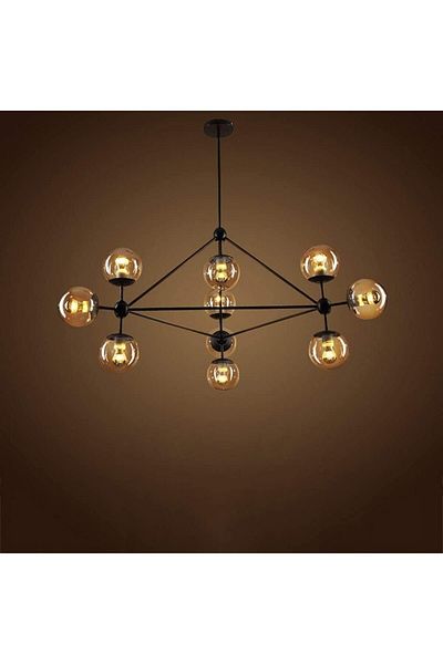 A F N LIGHTING Nordic Style Wrought Iron Glass Chandelier for Living Room, Restaurant, Cafe, Bar, Retro Chandelier
