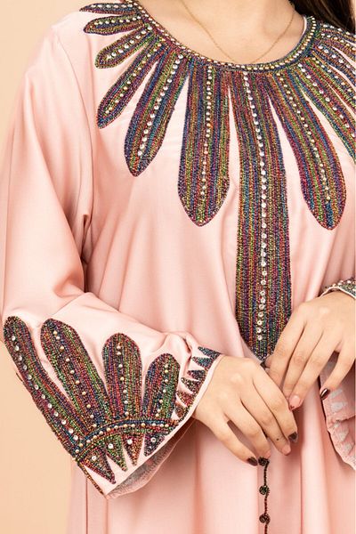 IKKXA Solid Embroidered Jalabiya