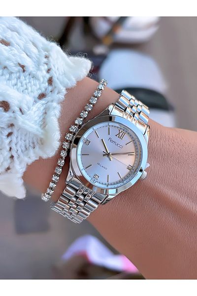 Ferrucci Steel Cord Women Wrist Watch 3 Atm Waterproof with 2 Years Warranty