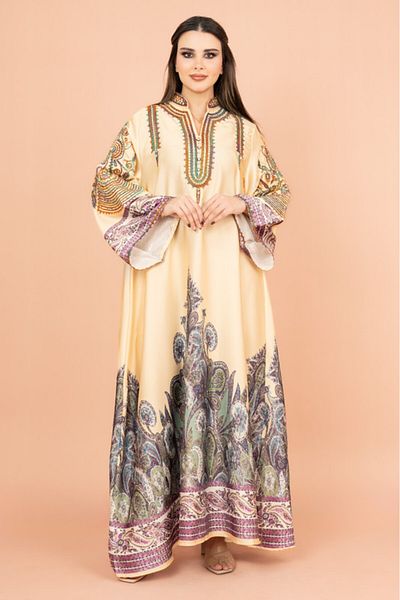 IKKXA Gleaming Crystal and Print Jalabiya