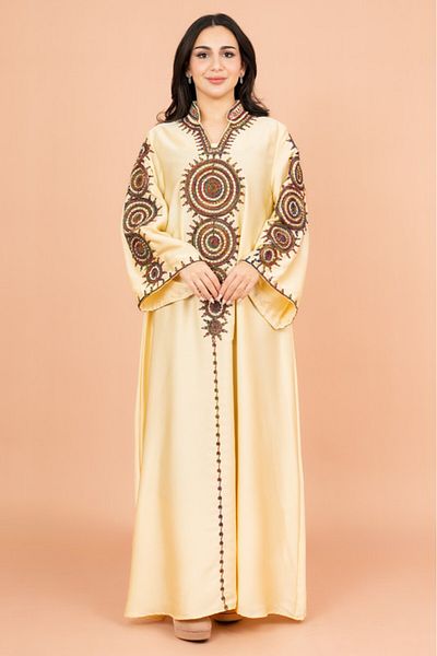 IKKXA Solid Embroidered Jalabiya