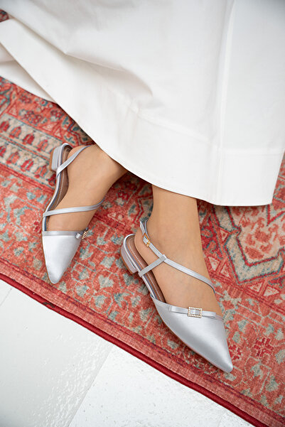 LamintaGlobal Flipy Gray Stone Bow Women's Ballerinas