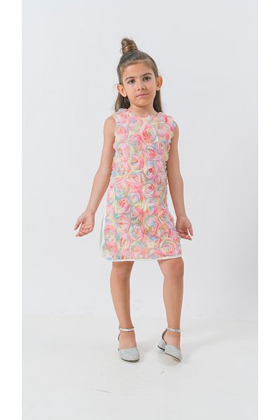 DFN Rochie tridimensională cu tutu trandafiri pentru ziua de naștere/ocazie specială/petrecere