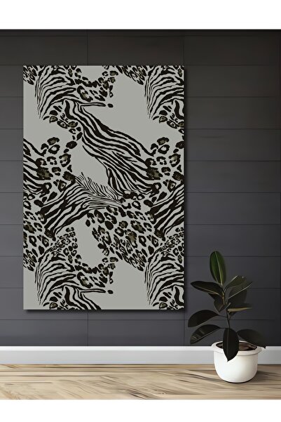 Teona Ahşap Zebra Çizgileri ve Leopar Desenli Ahşap Dekoratif Dikdörtgen Ev,İ...
