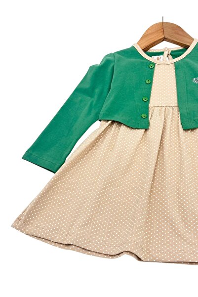 VOY KİDS KIZ ÇOCUK 2-3-4-5 YAŞ KENDİNDEN BOLEROLU MEVSİMLİK PUANTİYELİ ELİSE