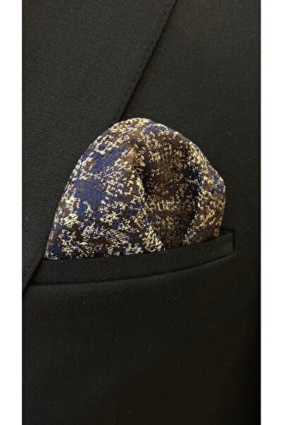 Dearmise Темно-синій та кремовий візерунковий подарунковий набір преміум-краватки та носової хустки