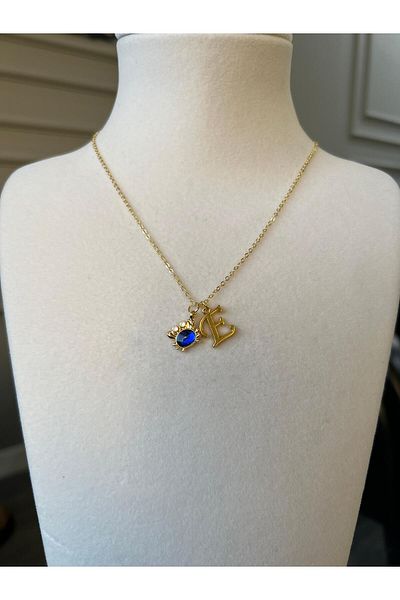 Store Letter E Necklace - with Crab Charm and Chain