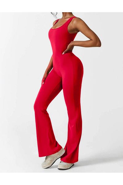 hipnoz butik Women's Submersible Fabric Back Low-Cut Suspender Jumpsuit