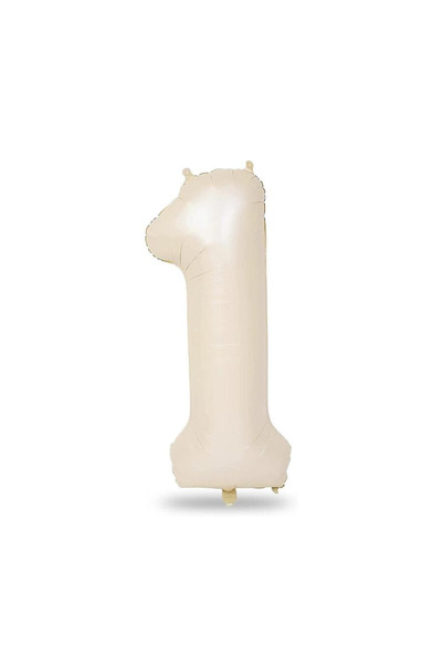 AyfaStore 1 Yaş Retro Kalpler Krem Rakam Karamel Ayı Doğum Günü Balon Seti