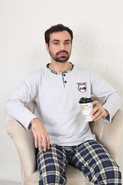 ŞİPKA 100% pamuk, jednostruki džerzi, karirani muški pidžama set 2105