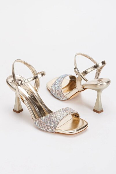 DARUGA حذاء نسائي بكعب رفيع مفتوح من الخلف ومفصل بأحجار الراين للسهرة