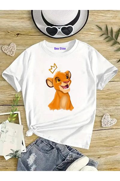 New Shine 1 tricou este un cadou pentru achiziții de 6 și mai sus în coș - Tricou pentru copii supradimensionat Lion King Crowned